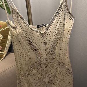 Banjul Cream and Silver Asymmetrical Dress